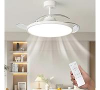 Dopa Dopastore Plafoniera Ventilatore da Soffitto Ultra Slim LED da 40W con Ventole a Scomparsa 6 Modalità Regolabili e Telecomando per Interno IP20
