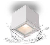 Dopa Faretto da Soffitto Cubo GU10, Lampada da Soffitto Moderna in Alluminio con Diffusore in Vetro Opaco, Plafoniera per Ingresso Balcone Terrazzo Giardino Garage(Bianco)