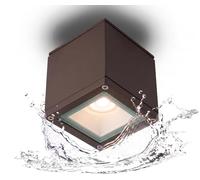 Dopa Faretto da Soffitto Cubo GU10, Lampada da Soffitto Moderna in Alluminio con Diffusore in Vetro Opaco, Plafoniera per Ingresso Balcone Terrazzo Giardino Garage (Marrone corten)