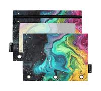 Dopamine Color Abstraction Astuccio per matite per bambini con finestra trasparente con occhielli rinforzati con cerniera, raccoglitore a 3 anelli per riporre forniture scolastiche