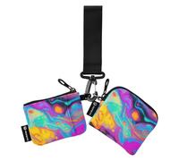 Dopamine Color Astraction Dual Wristlet Portafogli per le Donne Mini Moda Donna Porta Carte di Credito Portamonete con Portachiavi per Signore 2 Pz, Astrazione del colore della dopamina, 1 size,