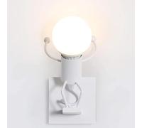 Dopastore Applique da Parete con Attacco E27 Lampada da muro Moderna Design Omino Alzato IP20 Per Interni Camera Soggiorno Hotel B&B (Bianco)