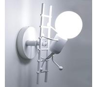 Dopastore Applique da Parete con Attacco E27 Lampada da muro Moderna Design Omino su Scala IP20 Per Interni Camera da letto Saoggiorno Hotel B&B (Bianco)