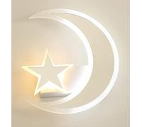 Dopastore Applique da Parete LED 11W Design Luna e Stella Bianco Lampada da Parete Stile Moderno Da Interno IP20 Per Camere Corridoio Attività (Luce calda 3000K)