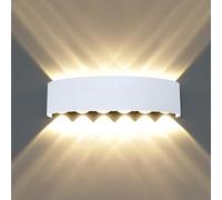 Dopastore Applique da Parete LED 36W Luce Effetto Up&Down Lampada da muro a Doppia Emissione Luminosa Bianco Nero IP65 Per Esterni e Interni (Luce fredda 6500K, Bianco)