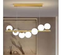 Dopastore Lampadario a Sospensione con 7 Attacchi G9 Design Sette Sfere in Vetro con Staffa Lineare Bronzo Portalampada Moderno per Interni IP20