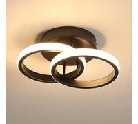 Dopastore Plafoniera da Soffitto Applique da Parete LED 18W Doppio Cerchio Tecnologia CCT Design Moderno Alluminio da Interno IP20 (Nero)