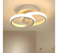 Dopastore Plafoniera da Soffitto Applique da Parete LED 18W Doppio Cerchio Tecnologia CCT Design Moderno Alluminio da Interno IP20 (Bianco)