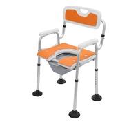 DOPBENT Sedia WC per anziani, con braccioli e schienale, regolabile in altezza, capacità di carico 150 kg, per malati, anziani, disabili (arancione)