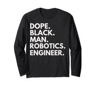 Dope Black Man Robotica Ingegnere Afroamericano Orgoglio Maglia a Manica