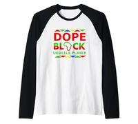 Dope Black Ukulele Player African American Ukulelist Musica Maglia con Maniche Raglan