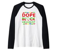 Dope Black Ukulelist, Musica per Lettore di Ukulele afroamericano Maglia con Maniche Raglan