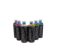 DOPE CLASSIC - Set di 6 bombolette spray acriliche per graffiti da 400 ml, bassa pressione, 4 colori (verde, rosa, blu, rosso, giallo, bianco), pittura acrilica, arte urbana