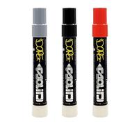 Dope Solid Marker - Pennarello con meccanismo a rotazione permanente, ideale per asfalto, cemento, muratura, parabrezza, metallo, 12 mm, alte temperature fino a 200 °C, set da 3 pezzi, argento, rosso