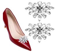 DOPENSPI 1 paio di clip per scarpe da donna, argento clip per scarpe con strass gioielli cristallo ShoeDecor staccabile fibbia brillante elegante scarpe accessori per feste di nozze fai da te
