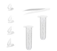 DOPENSPI 4 paia di denti vampiri con 2 pellet di colla, 4 misure di Halloween, denti vampiri, denti finti, vampiri, teeth, per cosplay, feste, Halloween, demone strega, 13, 15, 17, 19 mm