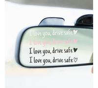 DOPENSPI Drive Safe I Love You, adesivi per specchietto retrovisore dell'auto, impermeabili, a forma di cuore, per interni dell'auto, per donne, uomini, mariti, mogli, figlie e figlie