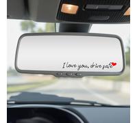 DOPENSPI Drive Safe I Love You, adesivi per specchietto retrovisore dell'auto, impermeabili, a forma di cuore, per auto, idea regalo per conducenti, donne, uomini, mariti, moglie (nero)