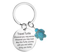 DOPENSPI Portachiavi da viaggio a forma di tartarughe marine, regalo ispiratore per gli amanti Wherever You May Wander, portafortuna gioielli accessorio per borsa