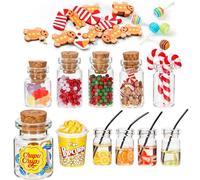 DOPENSPI Set di 15 accessori per Natale, in miniatura, per mercatino di Natale, mini alimenti, bevande, accessori per porta di gnomo e decorazione per casa delle bambole 1:12