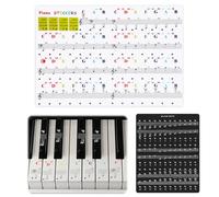 DOPENSPI Set di 2 adesivi per tastiera di pianoforte per 88/61/49/37 tasti, adesivi colorati trasparenti per tasti di pianoforte con note a pentagramma nome roll call prompt rimovibile tastiera