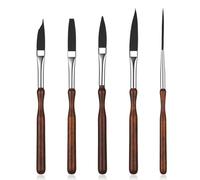DOPENSPI Set di 5 pennelli Starter Pinstriping, ad alte prestazioni, con testa piatta per pittura artistica dettagliata, manico in legno di betulla, setole in nylon