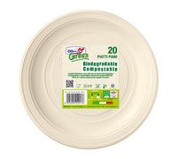 DOPLA - 40033 - Piatto piano monouso - rotondo - diametro 22 cm - Mater-Bi - avorio - Dopla Green - conf. 20 pezzi - 96698 - Conf. da 1 Pz. - 40033