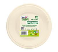 DOPLA - 40034 - Piatto fondo monouso - rotondo - diametro 22 cm - Mater-Bi - avorio - Dopla Green - conf. 20 pezzi - 96697 - Conf. da 1 Pz. - 40034