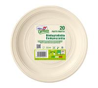 DOPLA - 45027 - Piatto frutta monouso- rotondo - diametro 17 cm - Mater-Bi - avorio - Dopla Green- conf. 20 pezzi - 96696 - Conf. da 1 Pz. - 45027