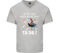 Dopo God Made Me He Said Ta Da Divertente Uomo Scollo A V T-Shirt