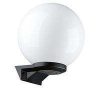 DOPO Lighting - Applique VIC con base nera e globo bianco E27 (Ø25cm) per esterni IP43. Ideale per terrazze, portici e balconi.