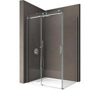 doporro Box Doccia 70x100x195 cm in Vetro Temperato Trasparente 8 mm Porta Scorrevole con Maniglie e Profili Cromati, Trattamento Anticalcare Easy Clean - Ravenna17K