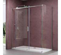 doporro Box Doccia 70x160x195 cm in Vetro Temperato Trasparente 8 mm Porta Scorrevole con Maniglie e Profili Cromati, Trattamento Anticalcare Easy Clean - Ravenna17K