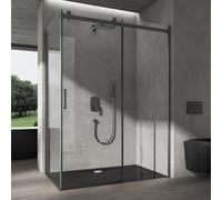 doporro Box Doccia 75x120x195 cm Cabina Doccia Angolare con Porta Scorrevole Vetro di Sicurezza ESG 8mm Trasparente con Nano Rivestimento Facile da Pulire Profilo Nero Ravenna19K