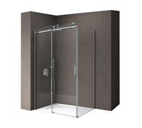 doporro Box Doccia 75x120x195 cm in Vetro Temperato Trasparente 8 mm Porta Scorrevole con Maniglie e Profili Cromati, Trattamento Anticalcare Easy Clean - Ravenna17K