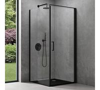 doporro Box Doccia Angolare 100x80 cm con Porta Battente e Sollevamento