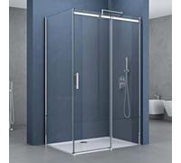 doporro Box Doccia Angolare 75x140x195 cm con Porta Scorrevole Reversibile