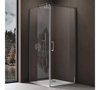 doporro Box Doccia Angolare 75x80 cm con Porta Battente, Vetro Temperato 8mm Anticalcare Trasparente, Profilo in Alluminio Cromato - Ravenna36K