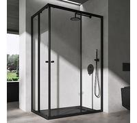 doporro Box Doccia Angolare 80x120x190 cm con Porte Scorrevoli a Soffietto