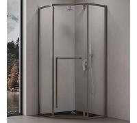 doporro Box Doccia Angolare Cabina Bagno Pentagonale 100x100x200 cm con Piatto Doccia Acrilico Porta Battente in Vetro Temperato Trasparente incl. Nano Rivestimento Profilo Acciaio Inox Ravenna68K