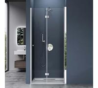 doporro Box Doccia per Nicchia 75x190 cm Porta a Soffietto Pieghevole con 2 Ante in Vetro Temperato 6 mm Trasparente Anticalcare, Profilo Cromo Lucido - Teramo26K