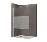 doporro Box Doccia Walk-In 130x200cm, Parete Doccia in Vetro Parzialmente Smerigliato 8mm Braccio di Sostegno 70-120cm Vetro di Sicurezza ESG con Rivestimento Nano BRAM1 Bremen01MS