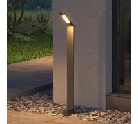doporro Lampione LED da Giardino 3000K, Palo Luce Esterno IP65 H80cm in Alluminio Grigio Scuro, Luce Calda 6W per Vialetti, Giardini, Cortili e Ingressi