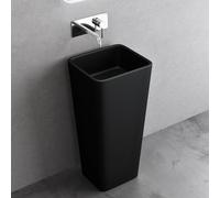 doporro Lavabo a Colonna Per Bagno Lavabo Freestanding da Terra Lavandino Monoblocco a Pavimento in Marmo Resina 40x35x81 cm Nero, Lavabo Autoportante Senza Foro Rubinetto Colossum31