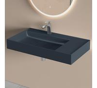 doporro Lavabo Bagno Sospeso 80 cm Rettangolare in Resina Antracite Opaco con Vasca Integrata a Sinistra e Piletta Inclusa - Colossum630