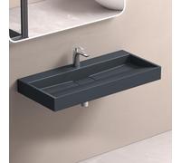 doporro Lavabo da Appoggio Lavabo Bagno Rettangolare Sospeso da 100cm Antracite Opaco, Lavandino Bagno da Minerale Fuso con Un Foro per Rubinetto 100x46x11 cm, Set di Scarico Incluso Colossum19