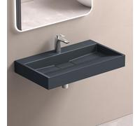 doporro Lavabo da Appoggio Lavabo Bagno Rettangolare Sospeso da 70cm Antracite Opaco, Lavandino Bagno da Minerale Fuso con Un Foro per Rubinetto 70x46x11 cm, Set di Scarico Incluso Colossum19