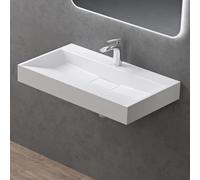 doporro Lavabo da Appoggio Lavabo Bagno Rettangolare Sospeso da 70cm Bianco Opaco, Lavandino Bagno da Minerale Fuso con Un Foro per Rubinetto 70x46x11 cm, Set di Scarico Incluso Colossum19