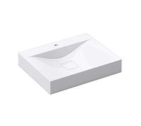doporro Lavabo da Appoggio o Sospeso Rettangolare 60 cm in Marmoresina Bianco Lucido, Lavandino Bagno con Foro per Rubinetto, Montaggio a Parete - Colossum810