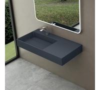 doporro Lavabo da Appoggio o Sospeso Rettangolare 90x48x13 cm per Bagno